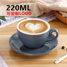 批发拉花拿铁220ml咖啡杯 欧式小奢华卡布奇诺陶瓷咖啡杯碟勺套装