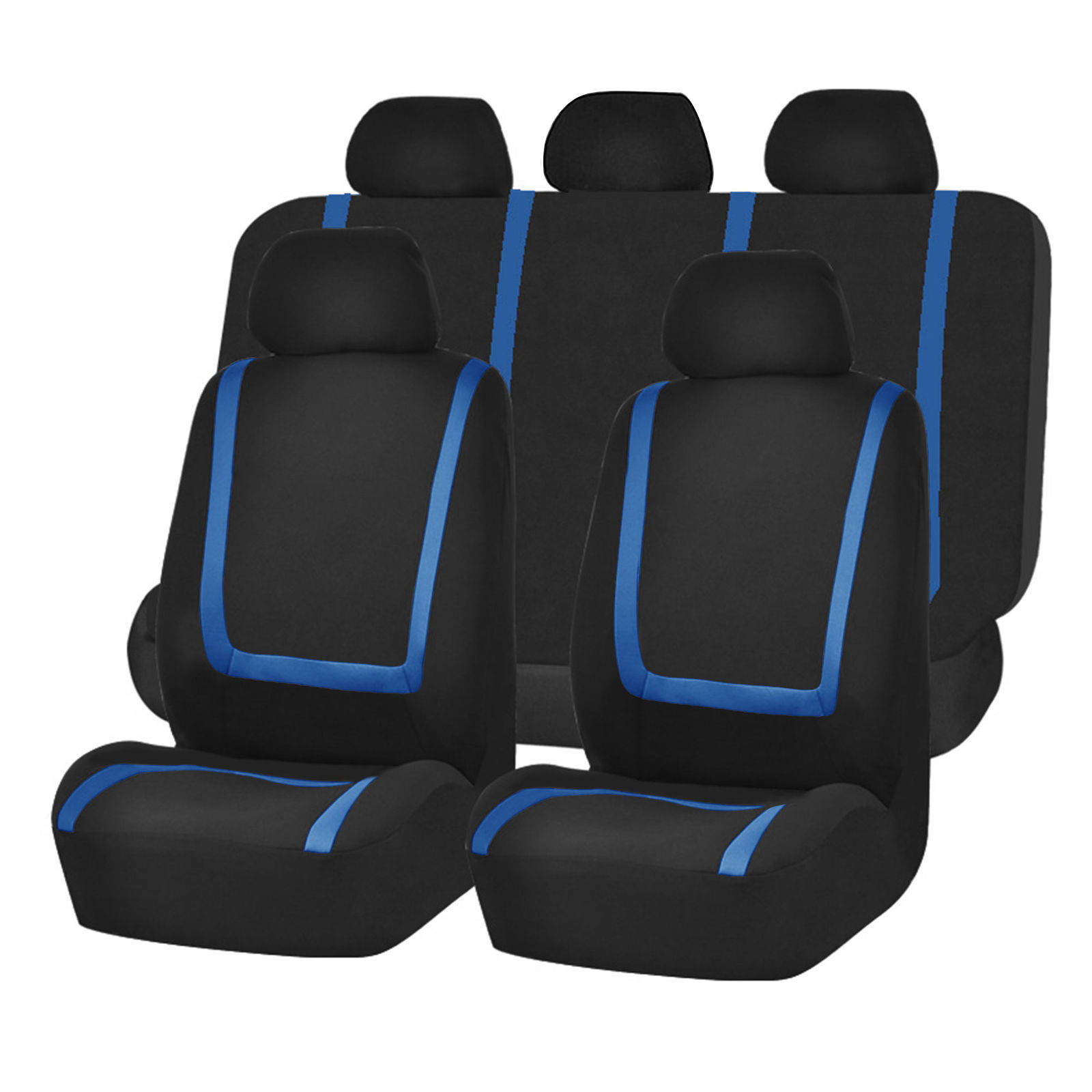 Cross-Border New Model Car Seat Covers for Five Seats, Universal Black and Blue Striped Full-Cover Seat Covers, Suitable for All Seasons