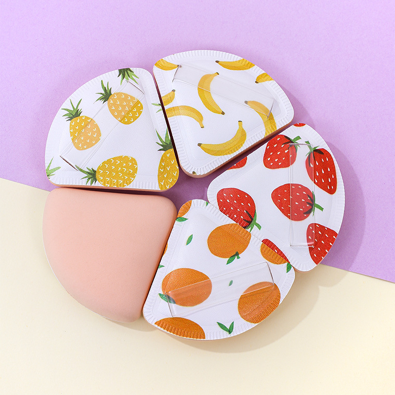 Fábrica personalizada serie de frutas soplo de algodón de azúcar no come polvo triángulo de maquillaje esponja cojín de aire herramientas de belleza al por mayor