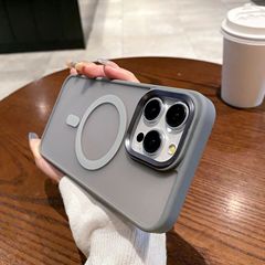 適用iPhone15Promax膚感磨砂透明cd紋蘋果14磁吸手機殼防摔保護套