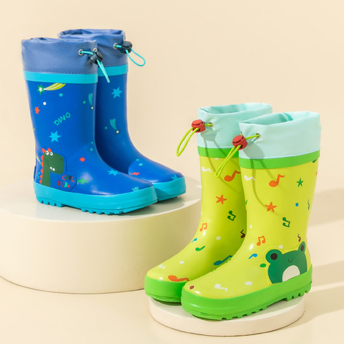 Kids' Rain Shoes for Boys: Long-Style Non-Slip Rain Boots; Lightweight Water Shoes for Girls, Babies, and Older Children; Student-Grade Waterproof Rubber Shoes