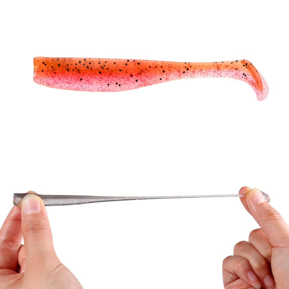 TPR cebo suave flotante T cola Luya cebo 6/Paquete de gusano suave de agua dulce mar pesca cebo falso 7cm 2,3g