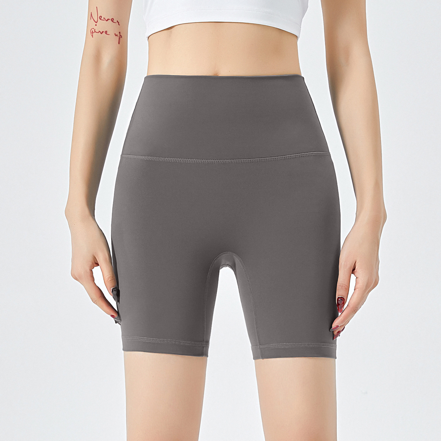 LAHN Yoga Fitness Honey Peach Hip Fitness Pantalones cortos de mujer anti-reducción de borde anti-avergonzamiento de montar pantalones deportivos
