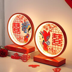 結婚式のテーブルランプ、結婚式の部屋のベッドサイドランプ、持参金ランプ、常夜灯、新婚祝いの装飾ランプ、結婚式の雰囲気を演出するペアランプ