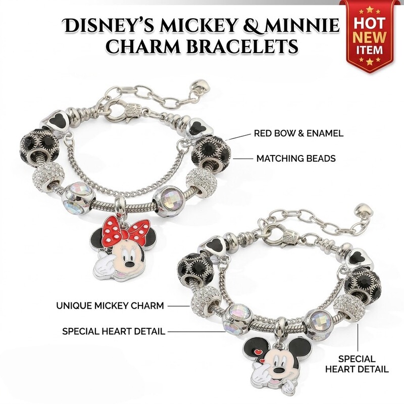 Disney Minnie Mickey Pan-Style Beaded Bracelet, Niche Design DIY Beaded Jewelry Birthday Gift