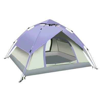 Avtomobil dam çadırları: Rainproof Double-Layer Tent for 3-4 - true-double-light-purple-color-block-single-tent