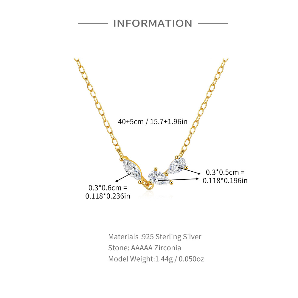 5g Weight 925 Sterling Silver Zircon Cable Chain Plating Inlay Geometric Necklace