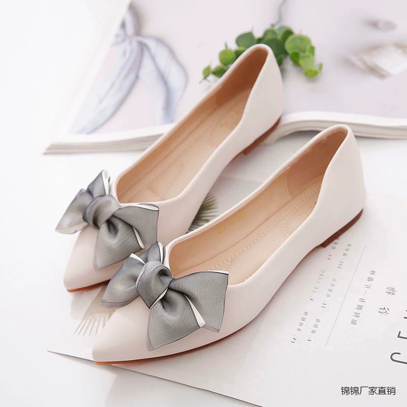 Острая туфли с неглубоким ртом одиночные туфли женский 2024 весна новые плоские туфли