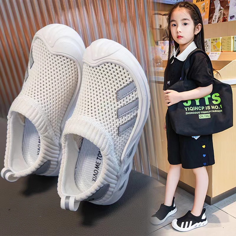Zapatos para niñas, zapatos deportivos de malla transpirable, primavera y otoño 2025, nuevos zapatos de malla de verano para niños, zapatos blancos de malla única para bebés