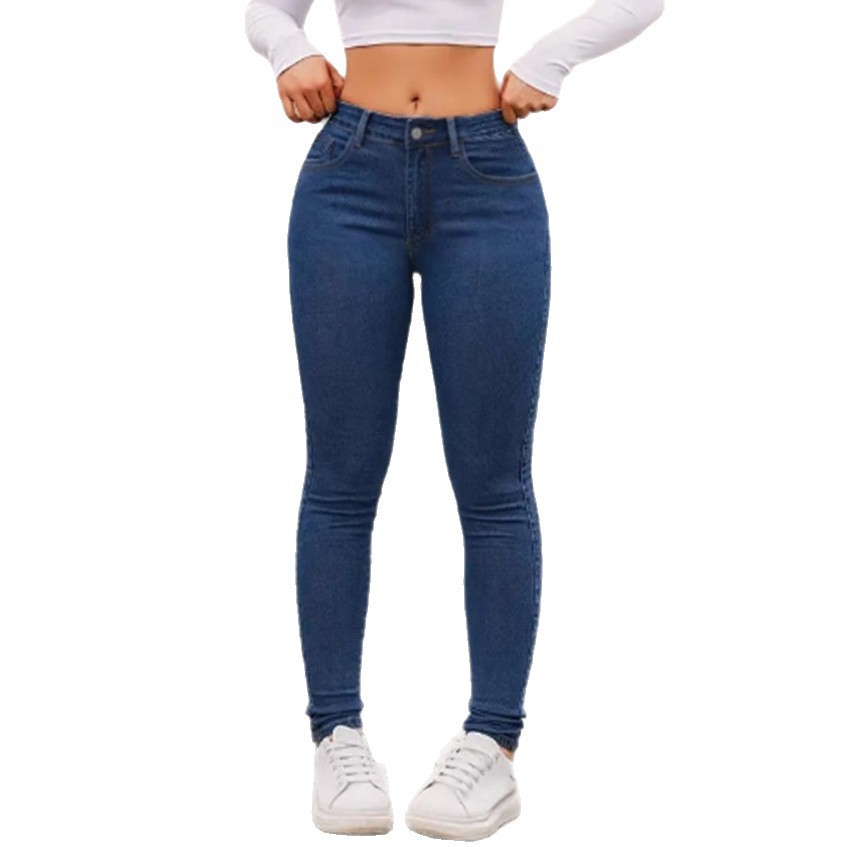 Jeans Skinny para Mujer de Denim de Algodón y Poliéster, Elástico, Cintura Media image 6