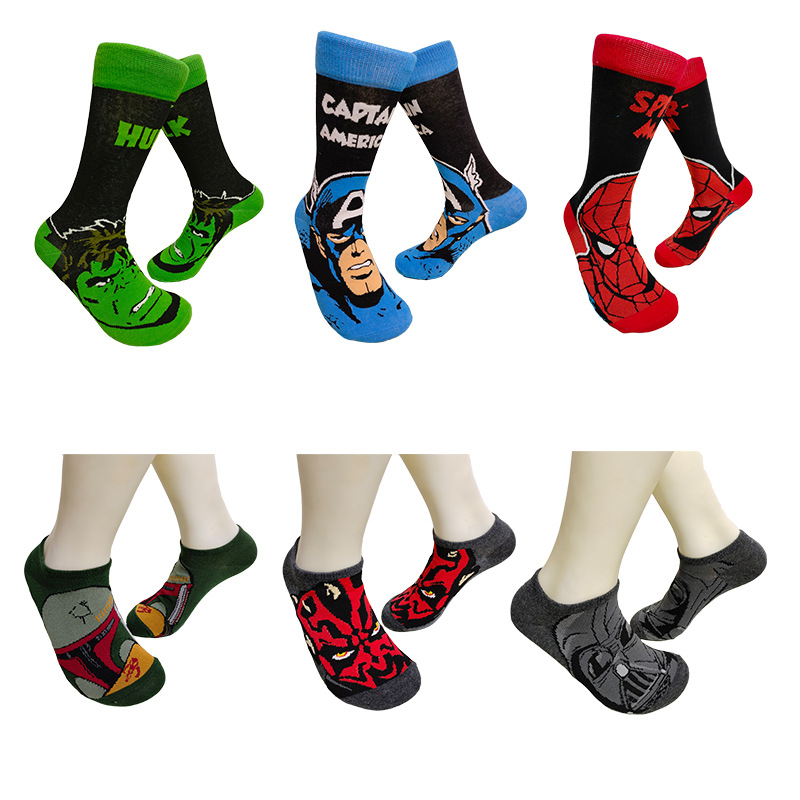 Calcetines de media pantorrilla a la moda con diseño de dibujos animados, creativos y personalizados, de algodón jacquard, de Suri Knitting, suministro transfronterizo.