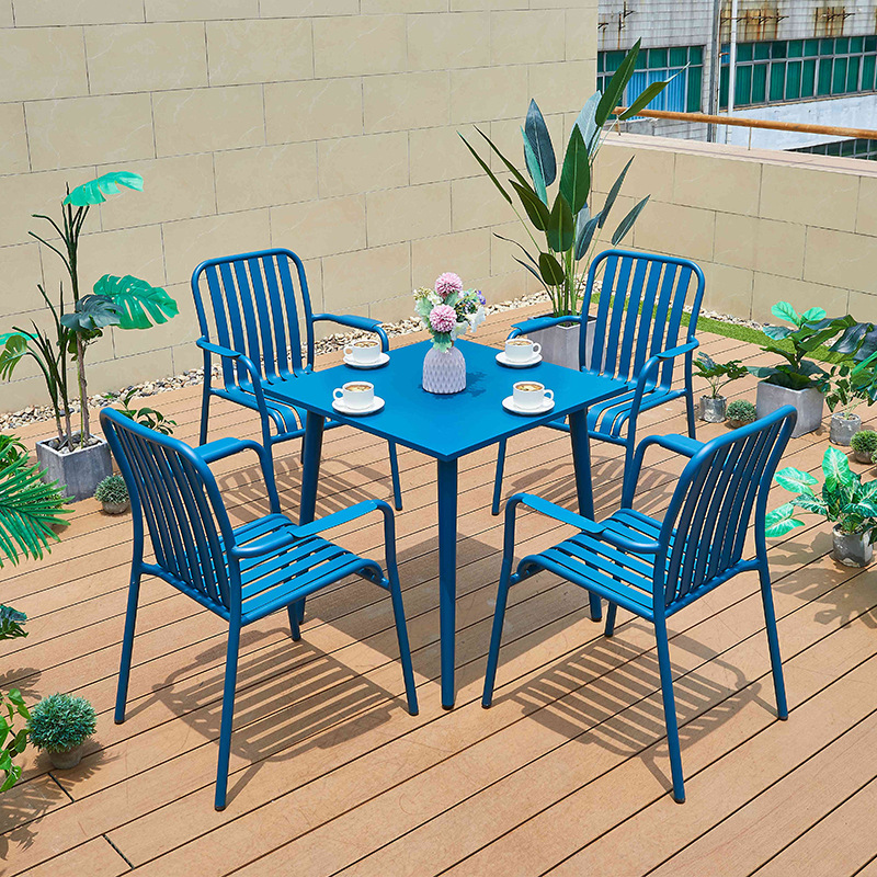 Mesa y silla al aire libre patio terraza al aire libre terraza villa jardín impermeable protección solar aleación de aluminio set mesa de té silla