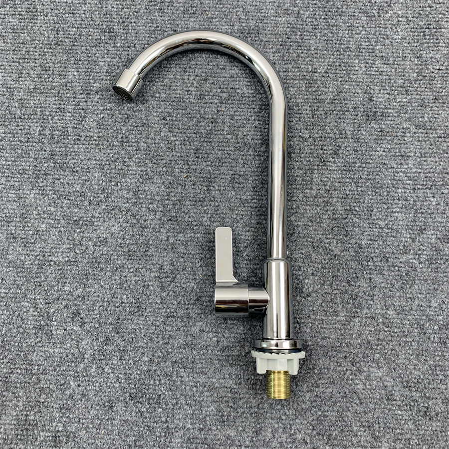 Grifo de fregadero de cocina de agua de acero inoxidable de enfriamiento único, balcón plateado galvanizado, grifo giratorio 360 ° ajustable image 4