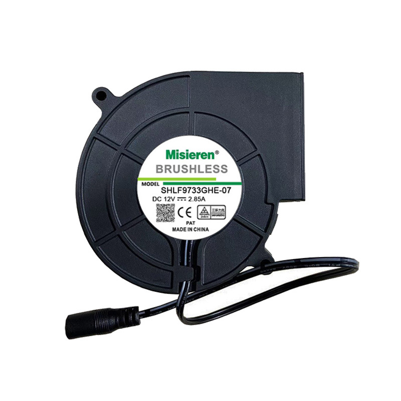 Fábrica al por mayor 9733 soplador 12V 2.85A barbacoa estufa de leña especial gran volumen de aire ventilador de la turbina