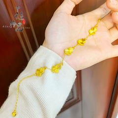 ゴールドストアと同じスタイルの高色保持古代サンドゴールドレーザーひょうたんブレスレット女性用銅金メッキ五福ひょうたんブレスレット卸売