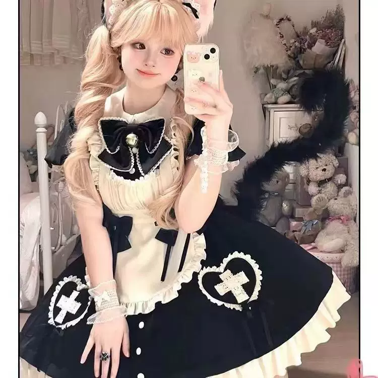 Милое платье, элегантная фартук, стиль Lolita, косплей