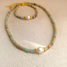 天然石彩色串珠手项链时尚巴洛克养殖珍珠手饰轻奢小众锁骨链1695