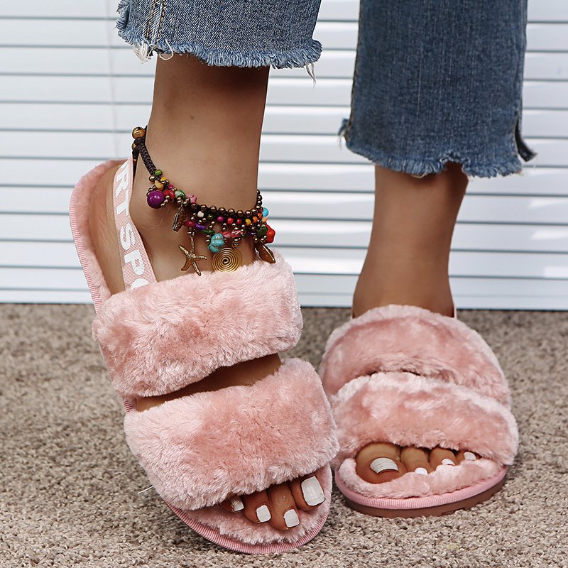 Women's Streetwear Color Block Round Toe Plush Slippers display picture 3