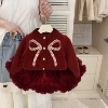 Big bow bright gauze cardigan and big puffy tutu