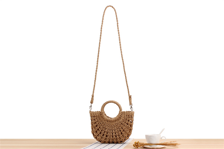 Women's Small Straw Solid Color Fashion Hollow Out Shell String Crossbody Bag display picture 3