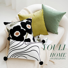 绿色橄榄绿抱枕套北欧轻奢高级感复古沙发客厅靠枕床头靠垫现代