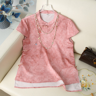 Elegant Mom Summer Chinese Style Short Sleeve Top 2025 New Middle-Aged Women's High-Quality Loose Thin Top Wholesale
