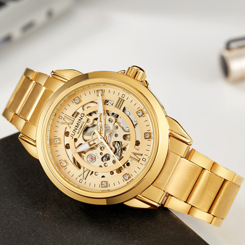 Fábrica al por mayor de negocios de moda a prueba de agua luminoso automático mecánico reloj de los hombres