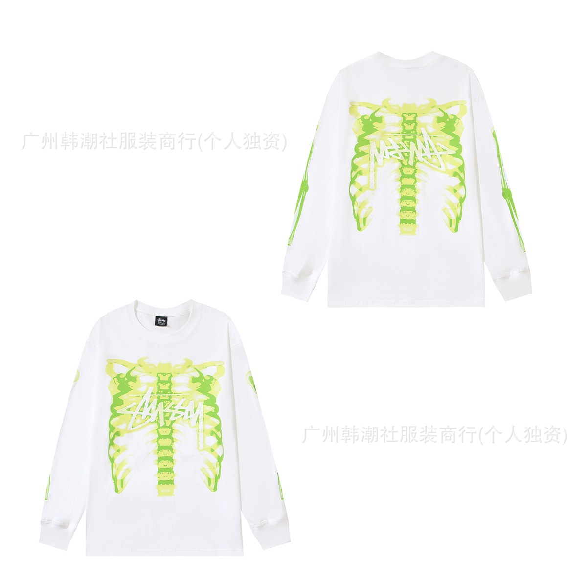 原標クロスボーダーの新型潮牌stuツアーの経典のアルファベットのプリントの丸首の長袖のtシャツは代行します。