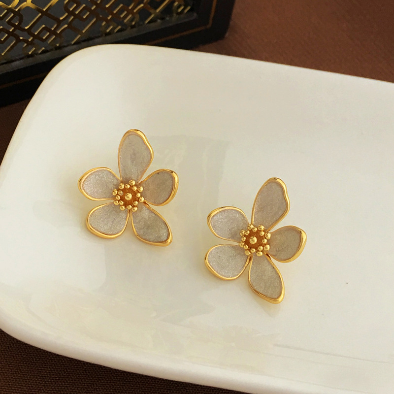 Fairy Style Flower Copper Earrings Plating Copper Earrings
