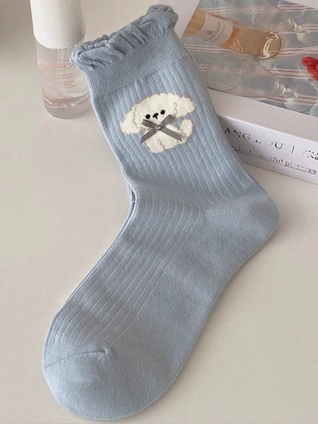 C-Spring and summer cute dog socks-sky blue