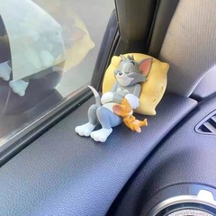 猫とネズミのトムジェリーの車の置物の車内の装飾品のかわいい本のデスクトップの手作りの人形の置物