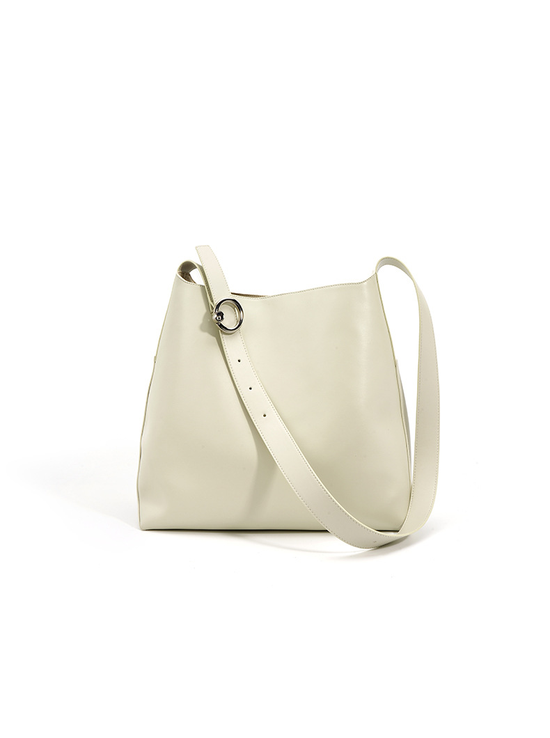 Oil Leather Iron Handle Rough Line Bucket Bag Single Shoulder