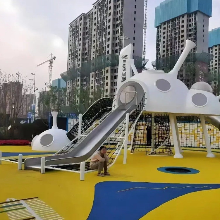 ステンレス製滑り台複合体、消防用、屋外公園、コミュニティ、幼稚園、子供用遊具、屋外|undefined
