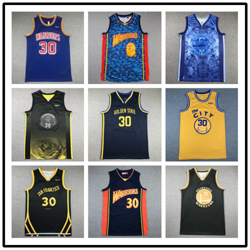 Cross-Border Wholesale Export Spot American Embroidered Jersey Warriors No. 30 Stephen Curry Basketball Uniform Fans