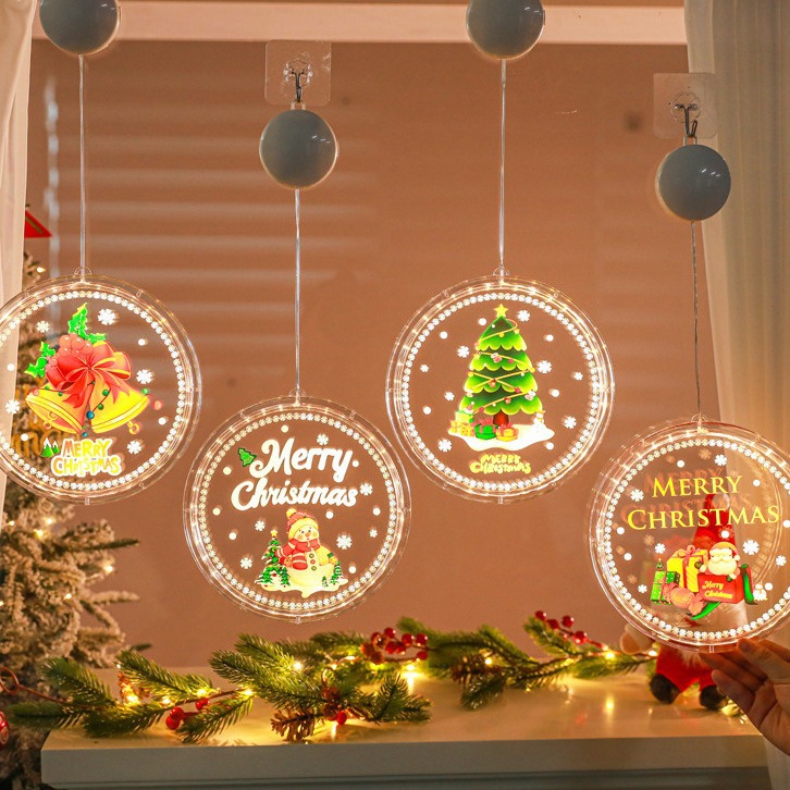 Navidad LED decoración luminosa puerta colgante árbol de Navidad ventana del centro comercial luces de atmósfera pintadas ventanas redondas colgantes
