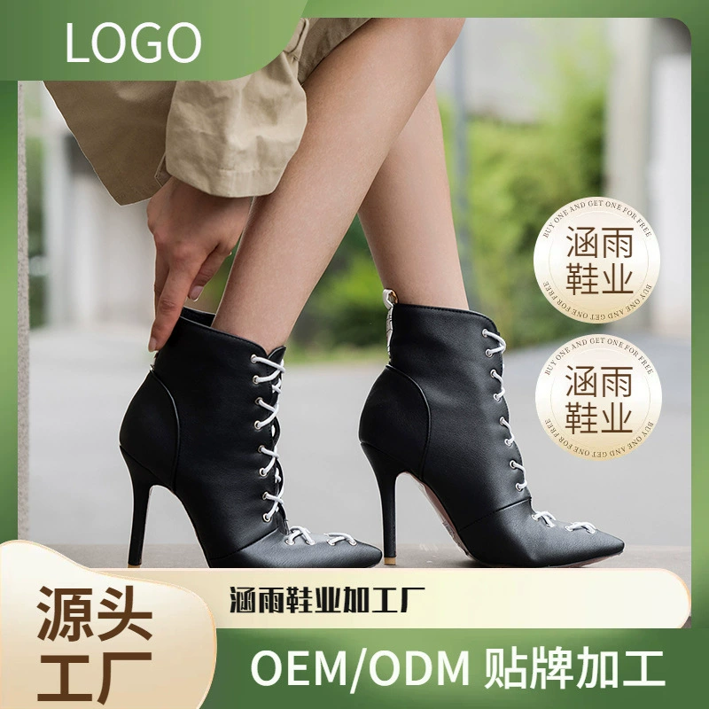 Martens, spring black red low boots high heels, Korean style