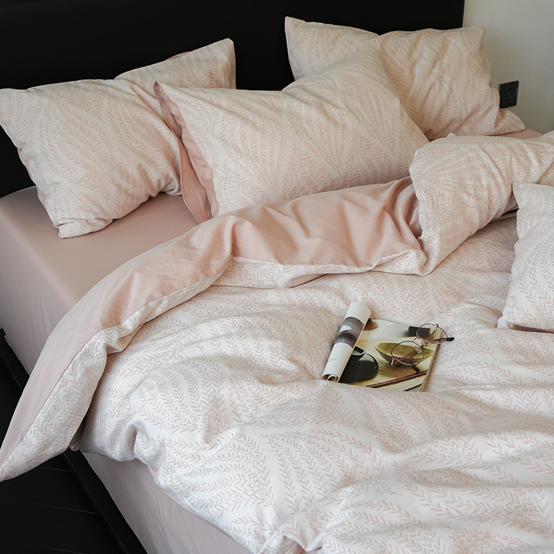 60S triple hilo de algodón jacquard de cuatro piezas set 100 algodón puro simple sábanas de cama de alto nivel otoño invierno ropa de cama