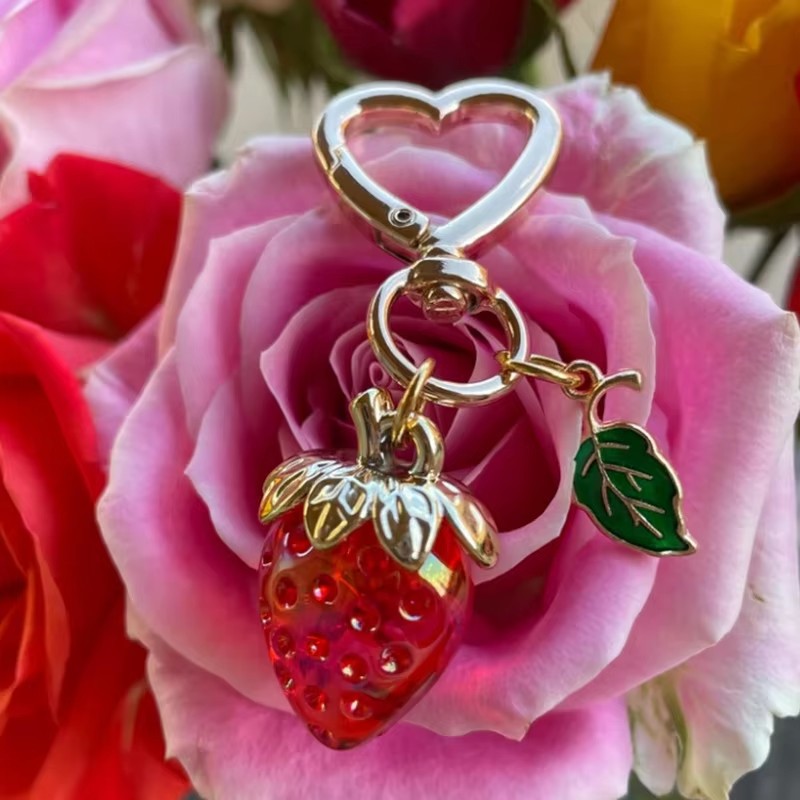 Alloy, Resin Material 1 Piece Bag Peach Cherry Keychain Alloy Resin Women's Couple Cute Sweet Keychain