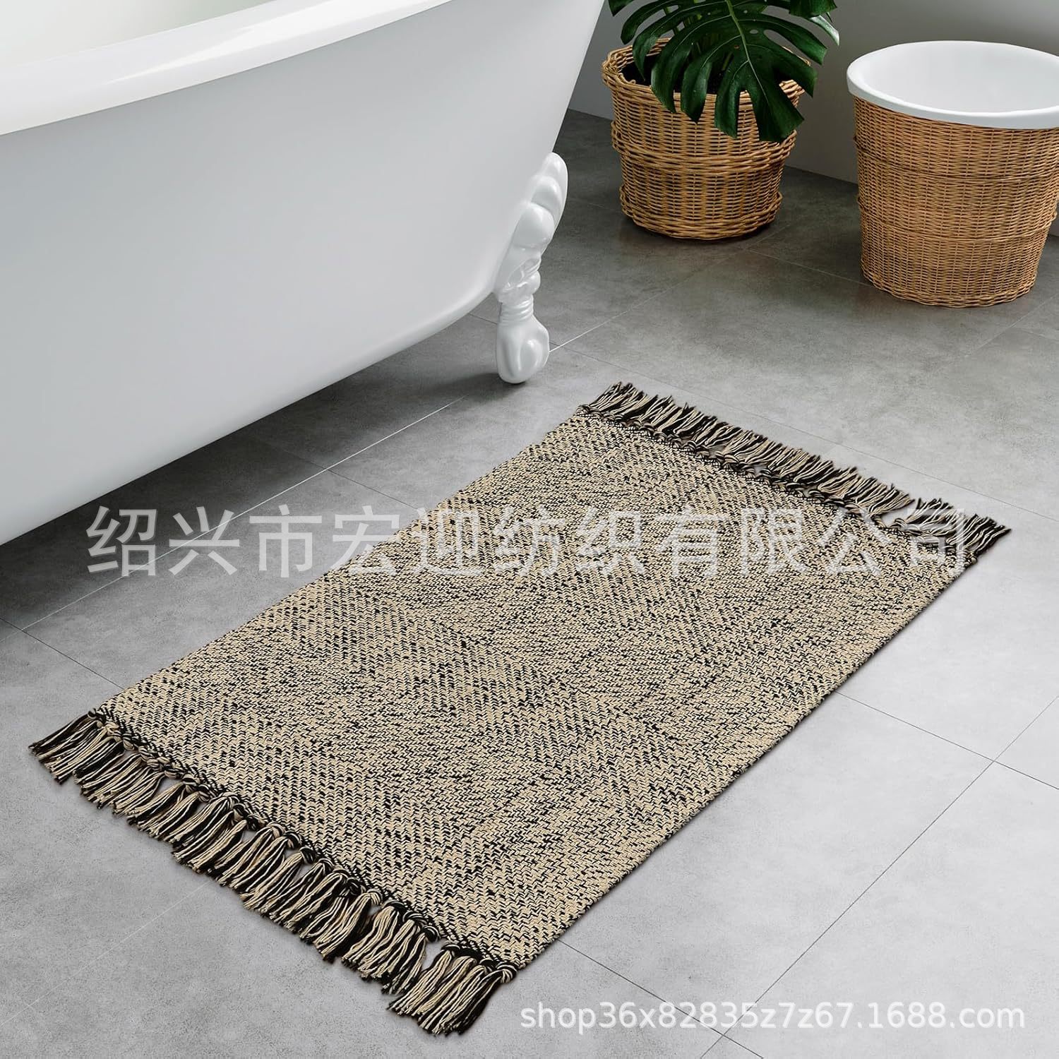 New cross-border foreign trade twill multi-colored tassel rug, bedroom bedside rug, cotton-woven rug, entrance and living room rug