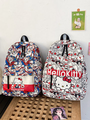 自製款塗鴉風可愛貓高顏值書包大容量學生背包校園百搭書包