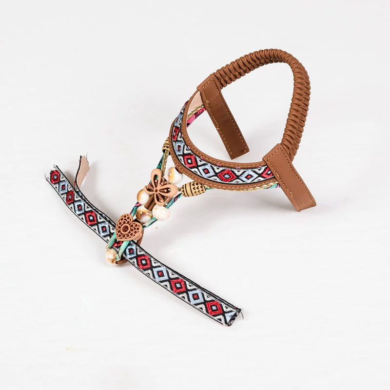 Богемская новая женская обувь верхняя полуфабрикатная мода стразы плоский склон с каблуком и холодным верхом аксессуары узор