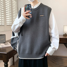 2025秋季新款男士老钱风背心款式休闲套头毛衣商务气质圆领打底衫