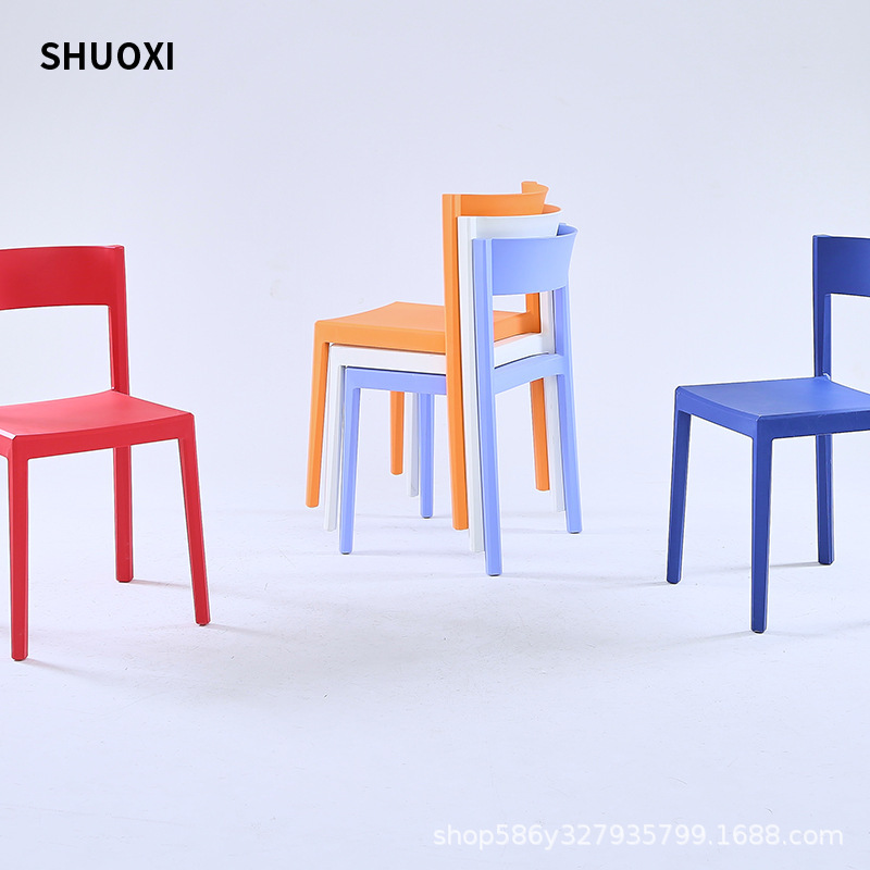 Nordic Style Thickened Plastic Chair Creative Home Backrest Chair Simple Stackable Restaurant Dining Chair Casual Dining Table Chair