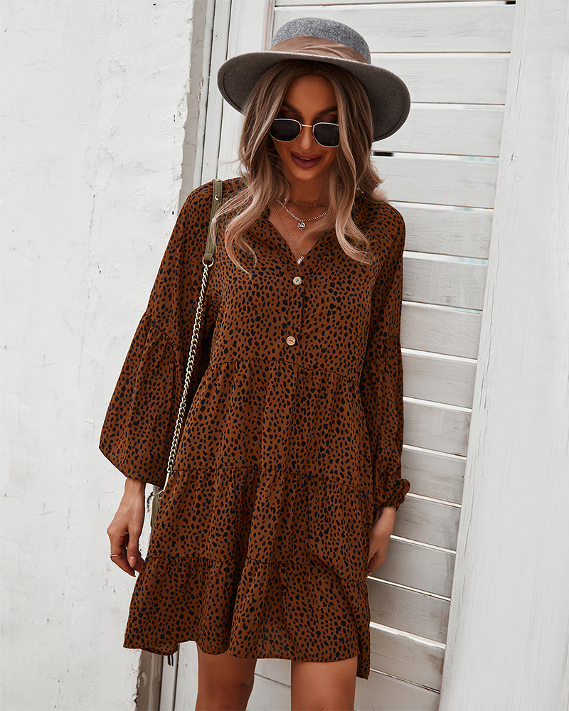 women s long-sleeved leopard print dress nihaostyles clothing wholesale NSDY73971