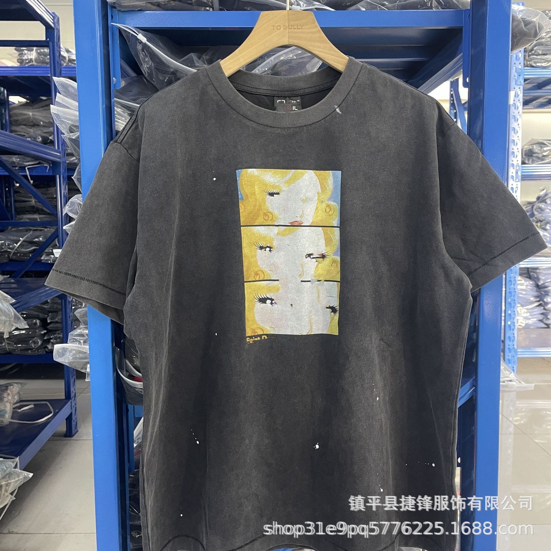 クロスボーダーの新型欧米のファッションブランドのレトロな水洗いは古い落書きをします。