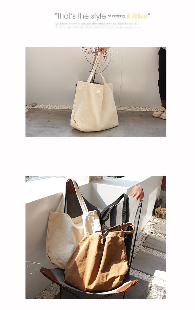 New suburban Japanese style canvas bag, large capacity single shoulder shopping bag, versatile, simple, everyday literary