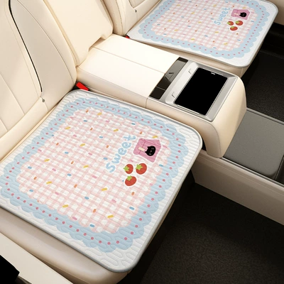 Summer Ice Silk Cushion Cartoon Car Single-Piece Seat Cushion Summer Car Passenger Anti-Slip Mat Seat Cushion (Motorcycle cushion) - black-cat-supermarket-cool-tencel-car-seat-cushion-four-rounded-corners-3030cm-only-for-lazy-people-supports-machine-washing