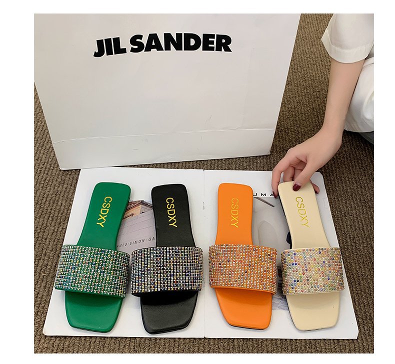 Water Diamond for Women's Outwear 2024 Summer New Fashion, Casual, Comfortable French Small Fragrant Cool Slippers_voghion.com