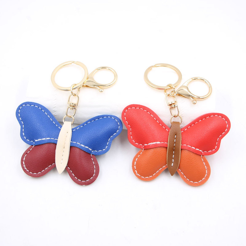 Colorful Multi-Layered Patchwork Butterfly Leather Car Keychain with Contrasting Color Butterfly 3D Leather Accessories for Bags and Clothing Colorful Multi-Layered Patchwork Butterfly Leather Car Keychain with Contrasting Color Butterfly 3D Leather Accessories for Bags and Clothing