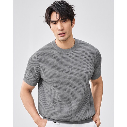 2026 new style, simple Waffle short-sleeved knitted men's high-end light luxury texture men's Polo shirt